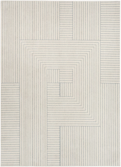 6'7" X 9' Cream Blue Rectangle Rug