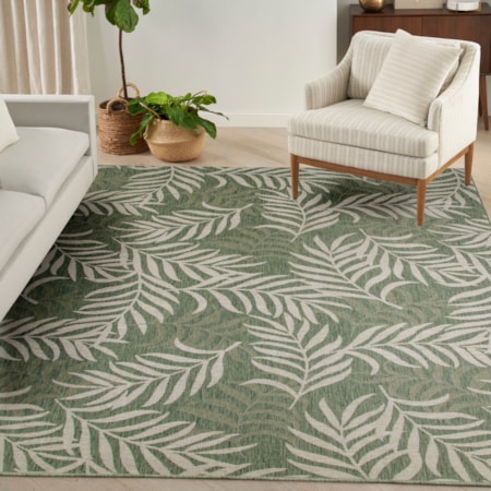 8&apos; x 10&apos; Green Ivory Outdoor Rug