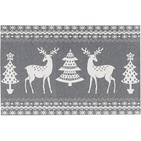 2' x 3' Grey Ivory Seasonal Rug