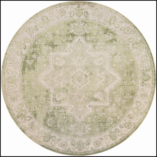 8' Round Ivory Green Round Rug