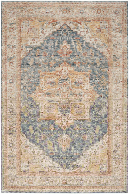 5'3" x 7'8" Ivory Blue Rectangle Rug