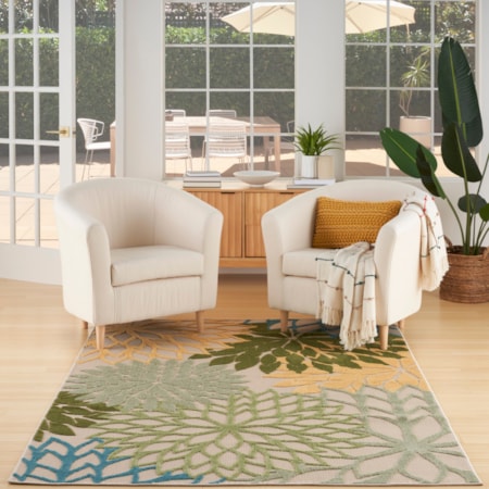 6&apos; x 9&apos; Green Multicolor Tropical Rug