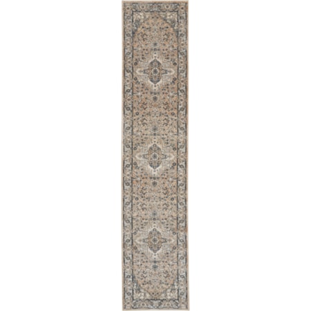 2'2" x 6' Beige Grey Farmhouse Rug