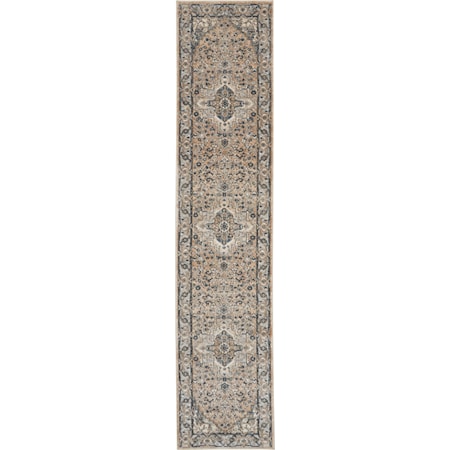 2'2" x 6' Beige Grey Farmhouse Rug