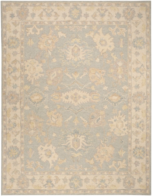 5'9" X 8'9" Blue Ivory Rectangle Rug