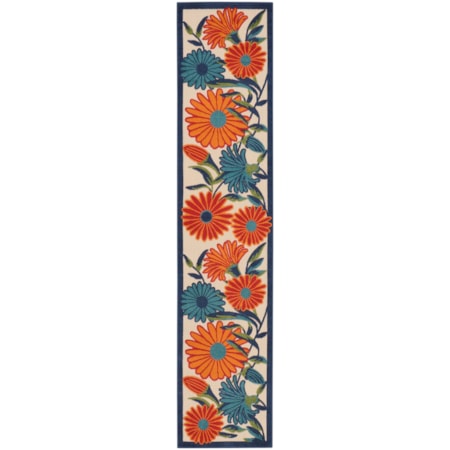 2' x 6' Multicolor Contemporary Rug