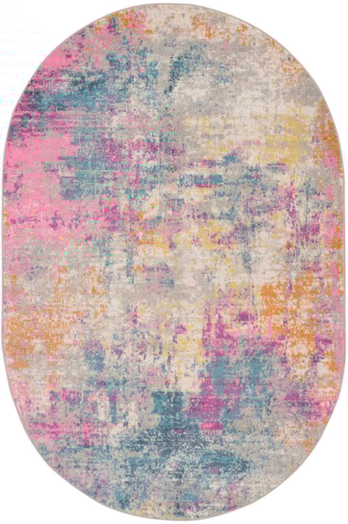 Passion 5' X 8' Oval Ivory Multicolor Modern Indoor Rug