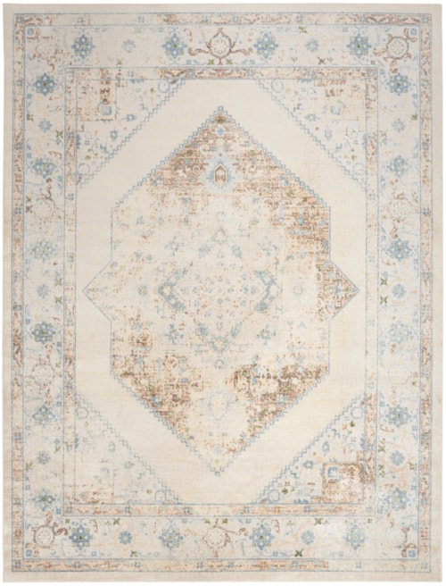 7'10" X 10' Ivory Blue Rectangle Rug