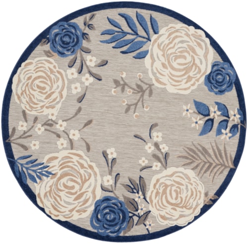 7’10” Blue Grey Round Rug