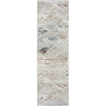 2'3" x 7'6" Grey Multicolor Modern Rug