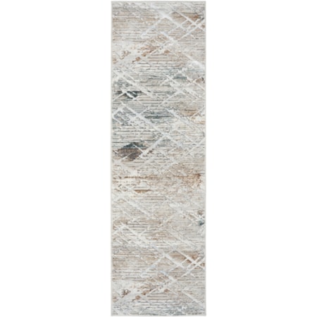 2'3" x 7'6" Grey Multicolor Modern Rug