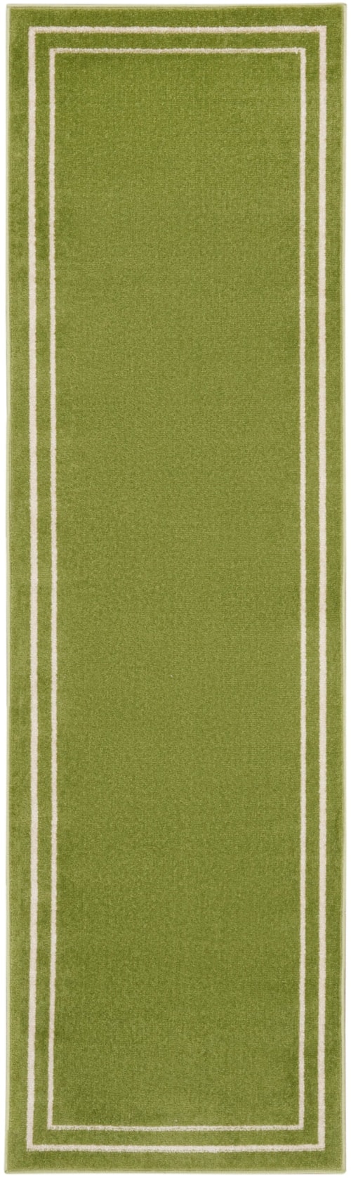 2' x 6' Green Ivory Runner Rug
