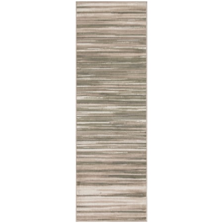 2'3" x 7'3" Green Ivory Modern Rug