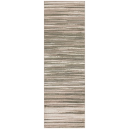 2'3" x 7'3" Green Ivory Modern Rug