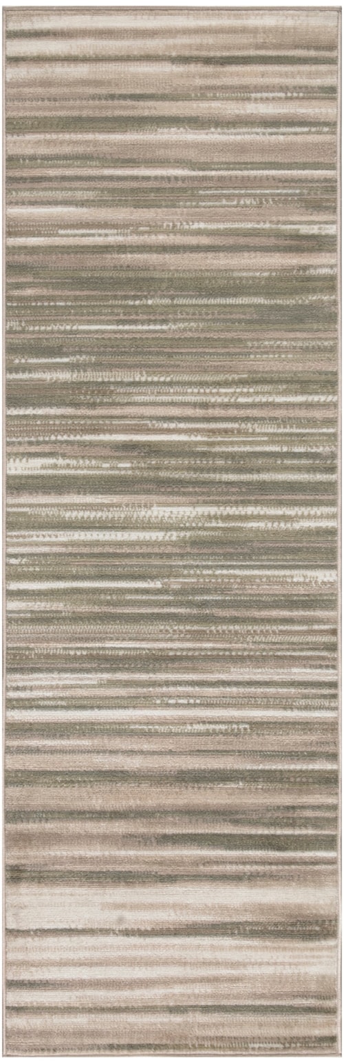 Jubilant 2'3" X 7'3" Green Ivory Modern Indoor Rug