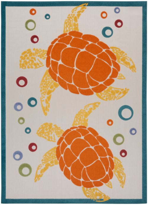 7'10" x 10'6" Teal Multi Rectangle Rug