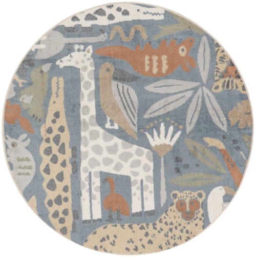 4' Round Multicolor Round Rug