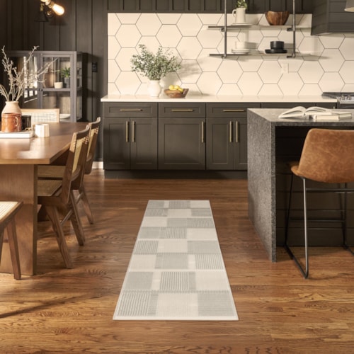 2' X 6' Ivory Grey Runner Rug