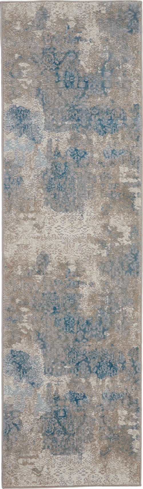 2'2" X 7'6" Ivory/Light Blue Runner Rug