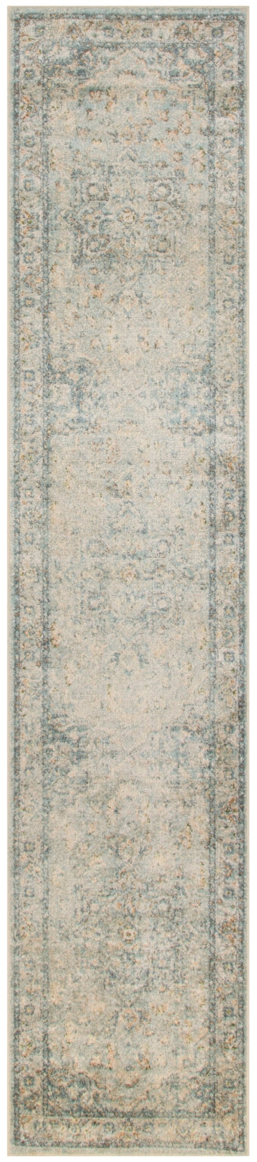 Astra Machine Washable 2'2" X 10' Light Blue Vintage Indoor Rug