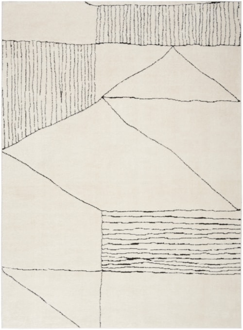 7'10" x 9'10" Ivory Black Rectangle Rug