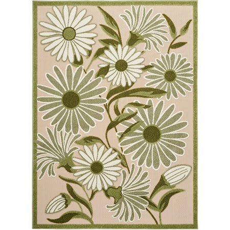 3'6" x 5'6" Ivory Green Outdoor Rug
