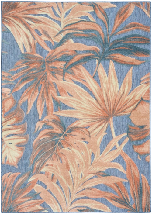5'3" X 7'5" Blue Rose Rectangle Rug