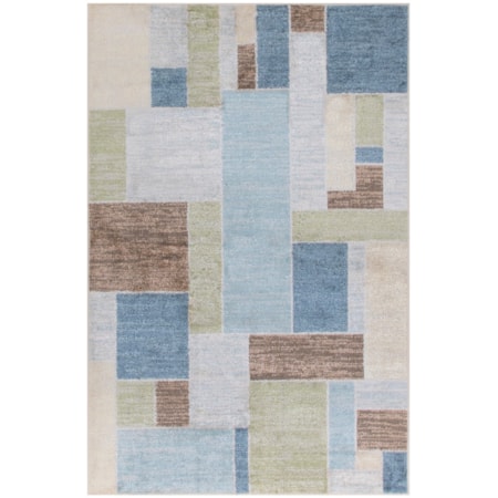 3'3" x 5' Blue Green Multi Modern Rug