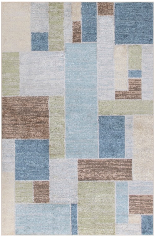 Astra Machine Washable 3'3" X 5' Blue Green Multi Modern Indoor Rug