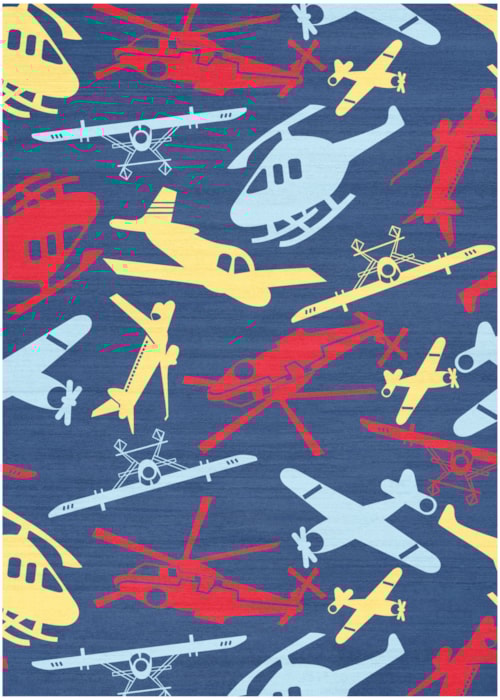 4' X 6' Navy Multicolor Rectangle Rug