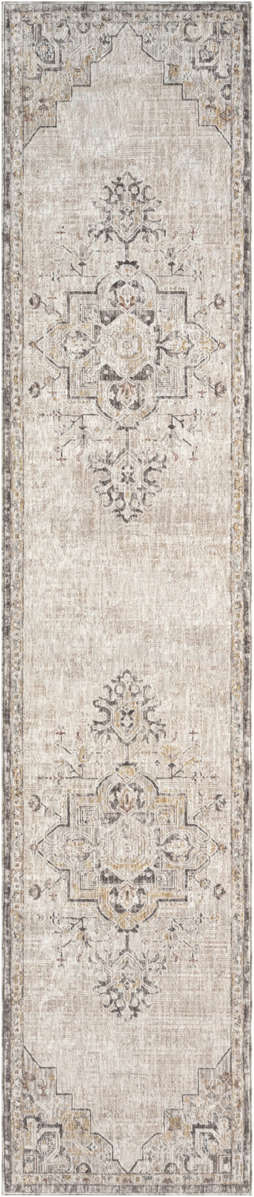 2'2" X 10' Ivory Charcoal Runner Rug