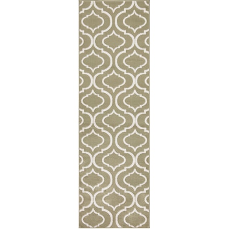 2'3" x 7'3" Olive Contemporary Rug