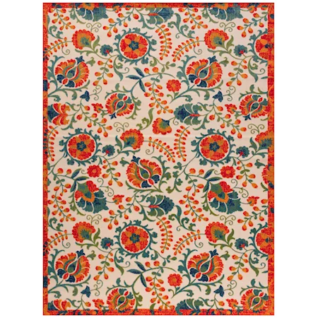 Aloha 10' X 14' Red Multicolor Farmhouse Rug