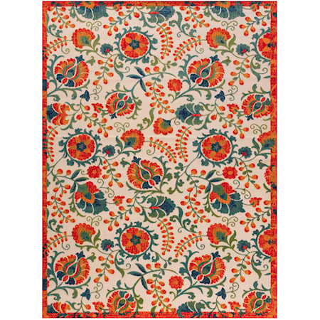 10' x 14' Red Multicolor Farmhouse Rug