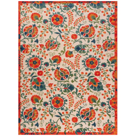 7'10" x 10'6" Red Multicolor Farmhouse Rug