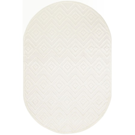 6' x 9' Oval Ivory White Modern Rug