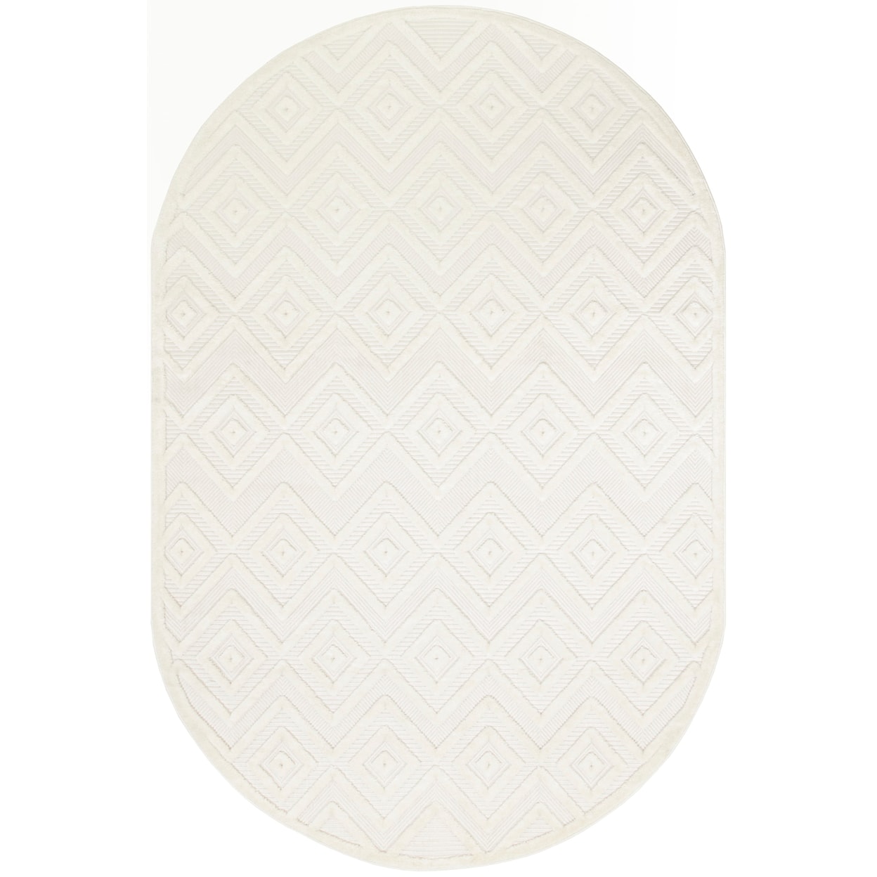 Nourison Versatile 6' x 9' Oval Ivory White Modern Rug