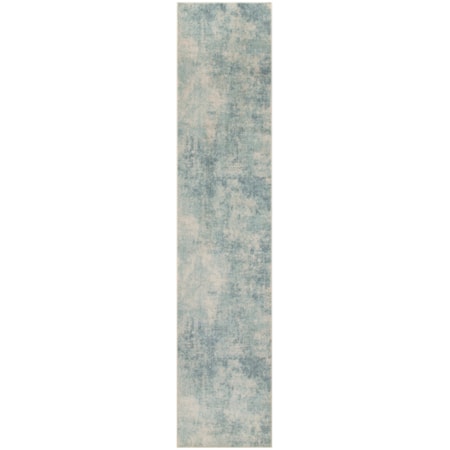 2'2" x 10' Blue Ivory Modern Rug