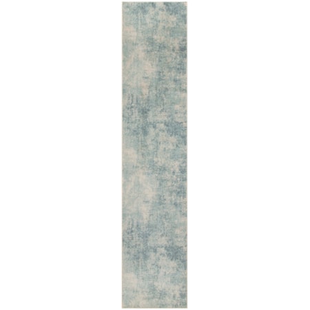 2'2" x 10' Blue Ivory Modern Rug
