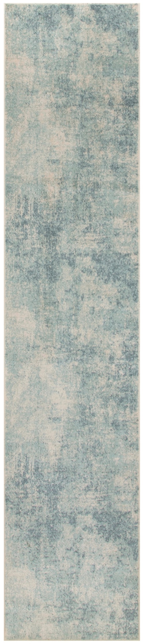 Astra Machine Washable 2'2" X 10' Blue Ivory Modern Indoor Rug