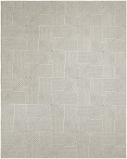 7'10" X 9'10" Grey Ivory Rectangle Rug