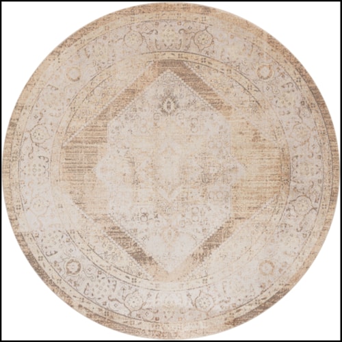 8' Round Beige Round Rug