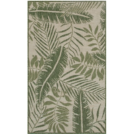 3' x 5' Ivory Green Outdoor Rug