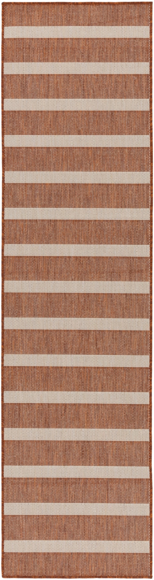 2'2" X 10' Terracotta Ivory Runner Rug
