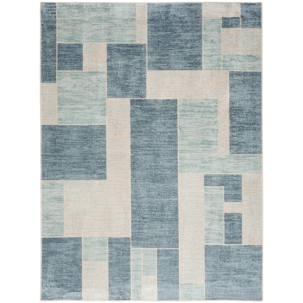 Nourison Astra Machine Washable 7'10" x 10' Blue Ivory Modern Rug