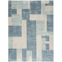 Astra Machine Washable 7'10" X 10' Blue Ivory Modern Indoor Rug