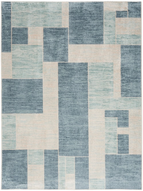 Astra Machine Washable 7'10" X 10' Blue Ivory Modern Indoor Rug