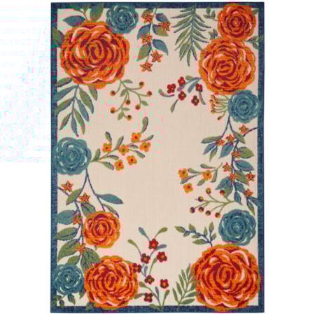 5'3" x 7'5" Ivory Multicolor Outdoor Rug