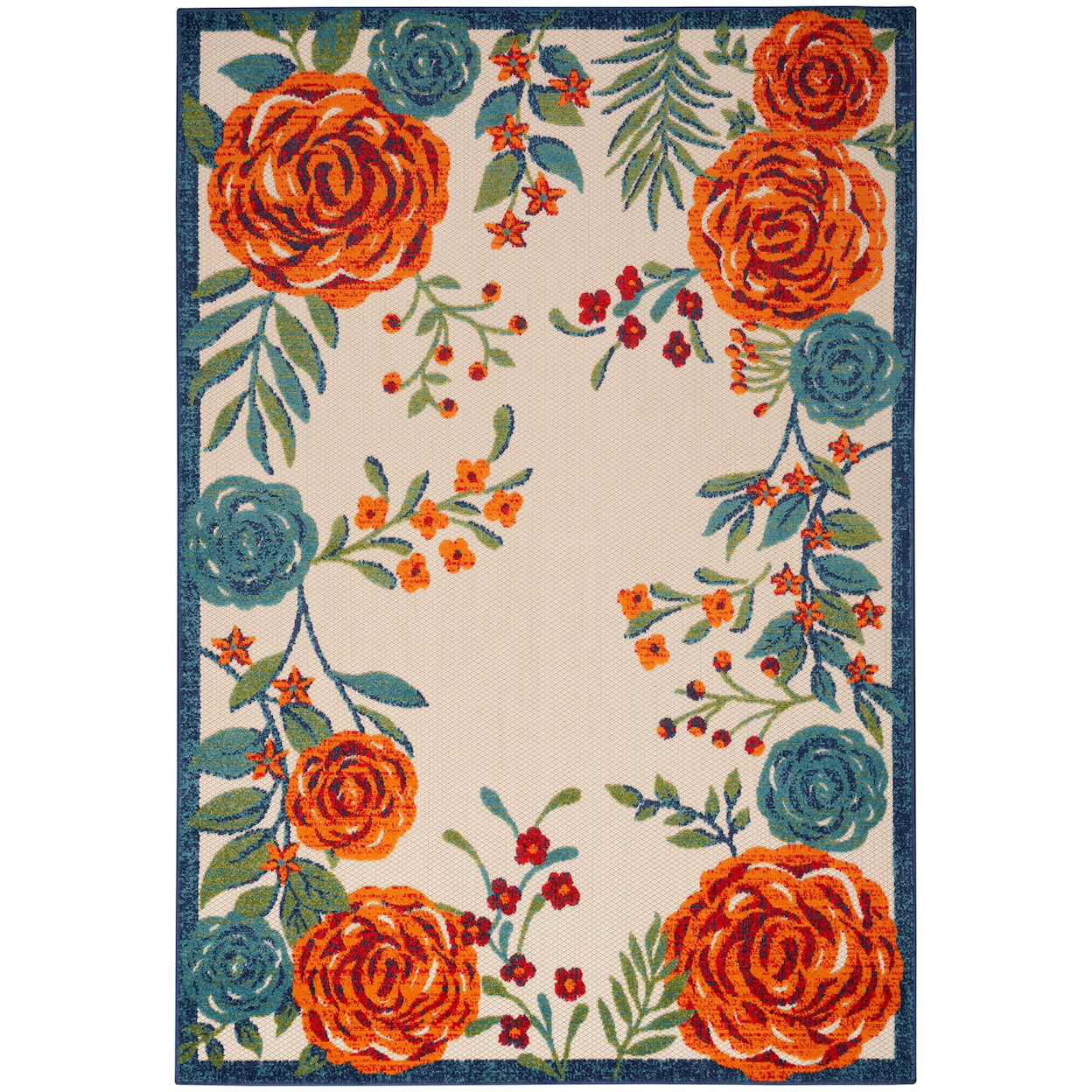 Nourison Aloha 5'3" x 7'5" Ivory Multicolor Outdoor Rug