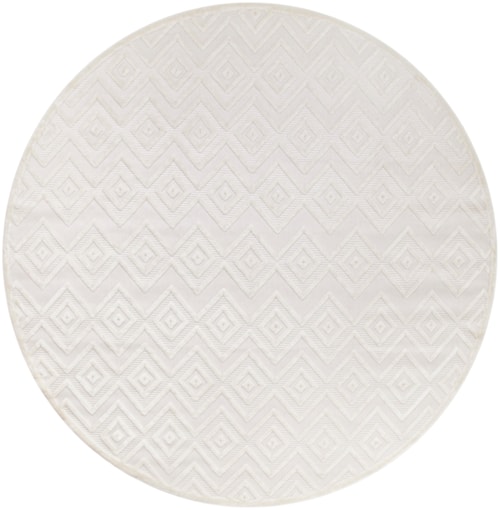 Versatile 8' X Round Ivory White Modern Rug